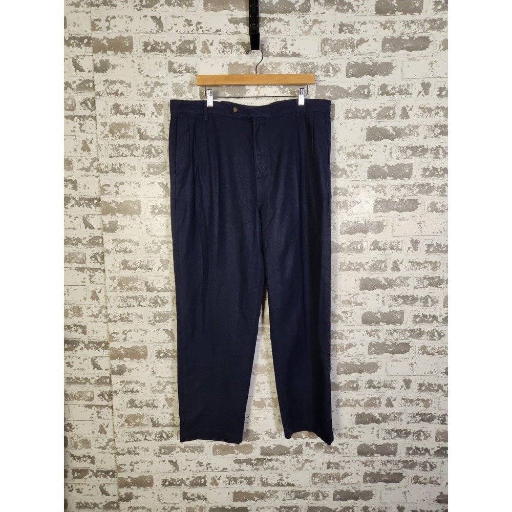 RVCA Americana Relaxed Fit Pants Size 38X31 Blue Hemp‎ Blend Preppy Classic
